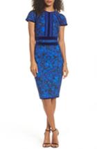 Women's Tadashi Shoji Rose Print Sheath Dress - Blue