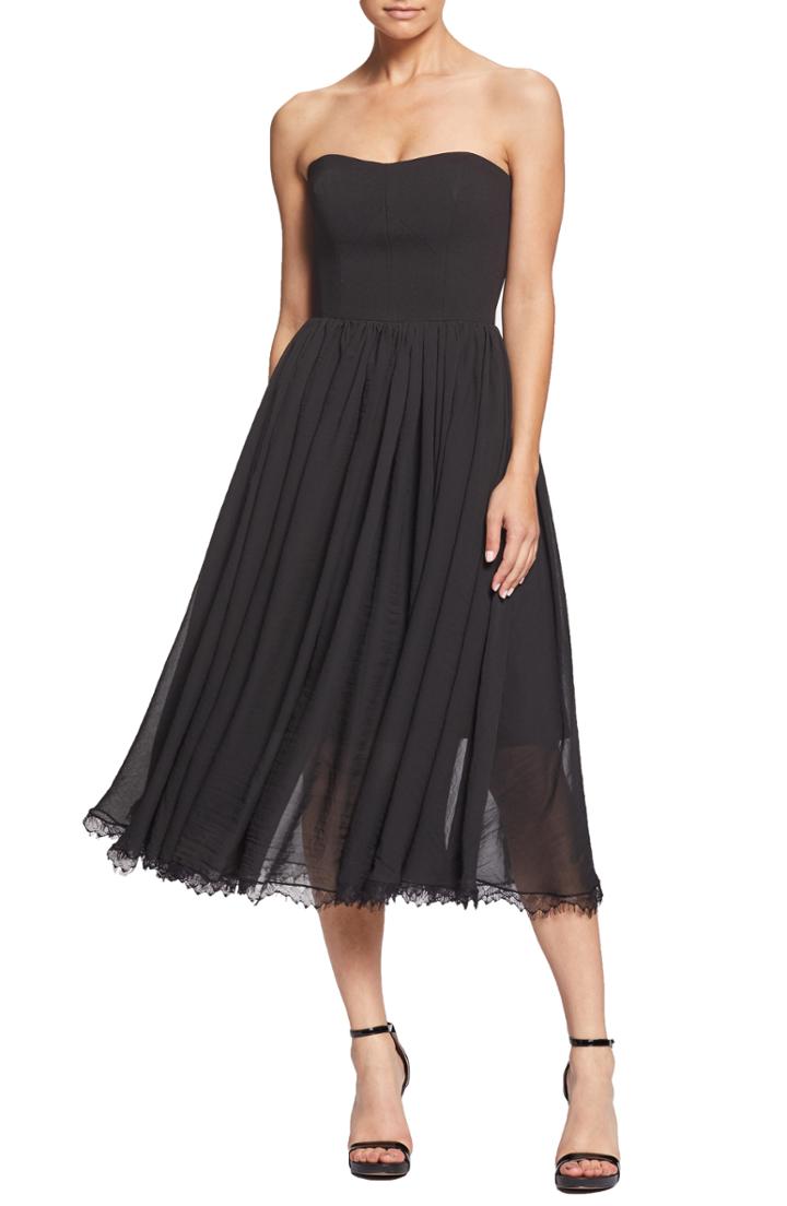 Women's Dress The Population Willow Strapless Crepe Chiffon Cocktail Dress, Size - Black