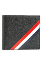 Men's Thom Browne Stripe Leather Billfold Wallet - Black