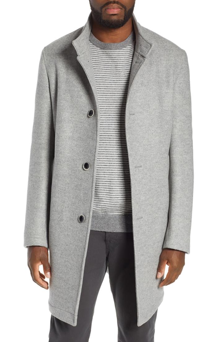 Men's Nordstrom Signature Camden Double Face Wool Blend Coat R - Grey