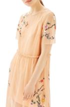 Petite Women's Topshop Embroidered Mesh Midi Dress P Us (fits Like 0-2p) - Coral