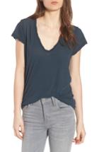 Women's James Perse High Gauge Jersey Deep V Tee - Blue/green