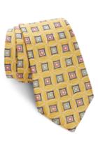 Men's Nordstrom Men's Shop Lauren Medallion Silk Tie, Size - Yellow