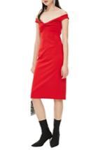 Women's Topshop Twist Front Bardot Dress Us (fits Like 0-2) - Red