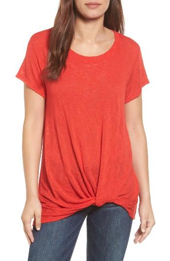 Women's Bobeau Jessica Twist Hem Slub Tee - Red