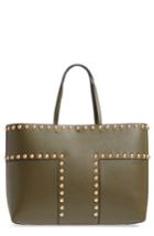 Tory Burch Block-t Studded Leather Tote - Green