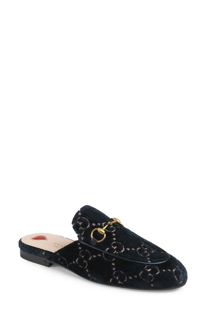 Women's Gucci Princetown Gg Logo Mule Us / 35eu - Blue