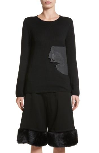 Women's Comme Des Garcons Rubber Detail Wool Sweater - Black