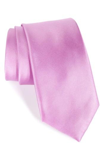 Men's Nordstrom Men's Shop Solid Satin Silk Tie, Size - Pink