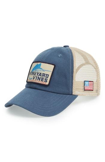 Men's Vineyard Vines Marlin Patch Trucker Cap - Blue