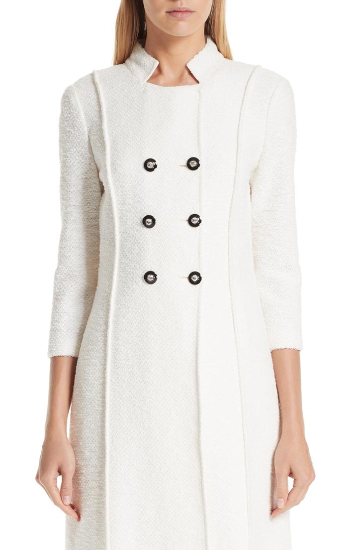 Women's St. John Collection Belle Du Jour Double Breasted Knit Topper - Beige