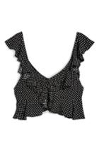 Women's Topshop Brigitte Spotted Sun Top Us (fits Like 0) - Black