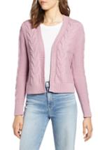 Women's Halogen Open Front Cable Cardigan, Size - Black