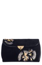 Dries Van Noten Crystal Embellished Velvet Clutch - Black