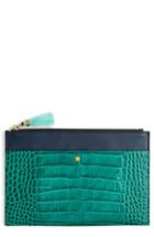 J.crew Large Stamped Croc Leather Pouch - Blue