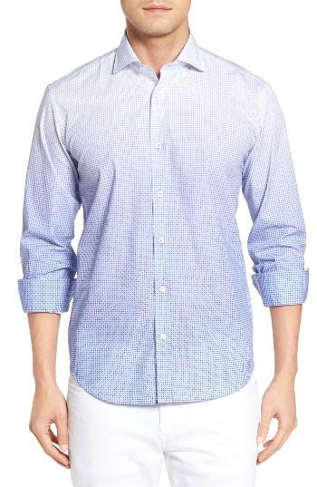Men's Bugatchi Shaped Fit Ombre Print Sport Shirt