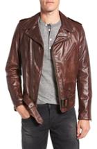 Men's Schott Nyc Waxy Cowhide Leather Motorcycle Jacket, Size - Brown