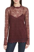 Women's Theory Lace Top With Tank, Size - Burgundy