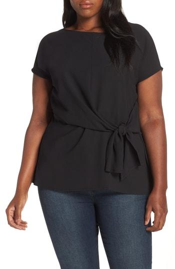 Women's Gibson Tie Front Blouse, Size Regular - Black