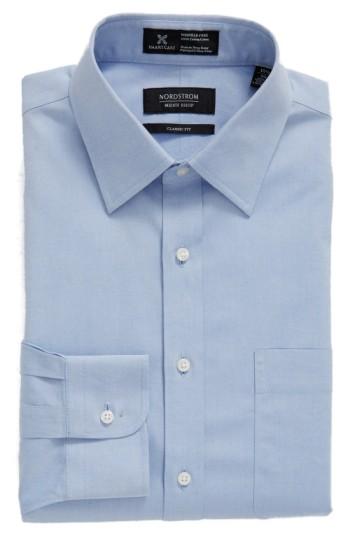 Men's Nordstrom Men's Shop Smartcare(tm) Classic Fit Solid Dress Shirt 32 - Blue (online Only)