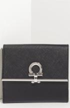 Women's Salvatore Ferragamo Saffiano Calfskin Leather Wallet - Black