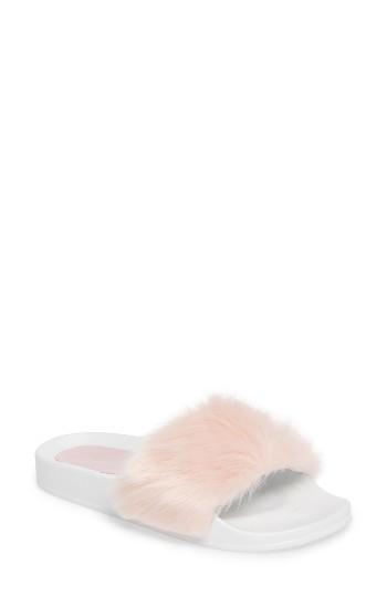 Women's Topshop Hoot Faux Fur Slide Sandal .5us / 35eu - Pink