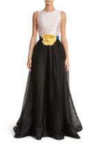 Women's Carolina Herrera Colorblock Embellished Bodice Gown