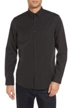 Men's Calibrate Trim Fit Print Sport Shirt, Size - Black