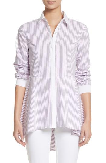 Women's St. John Collection Pinstripe Cotton Blend Top - Pink