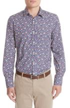Men's Canali Regular Fit Floral Sport Shirt - Blue