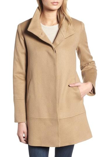 Women's Fleurette Stand Collar Cashmere Coat - Brown
