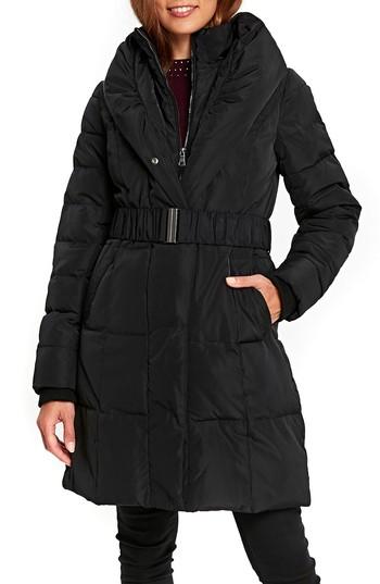 Women's Wallis Cozy Collar Water Repellent Puffer Coat - Black