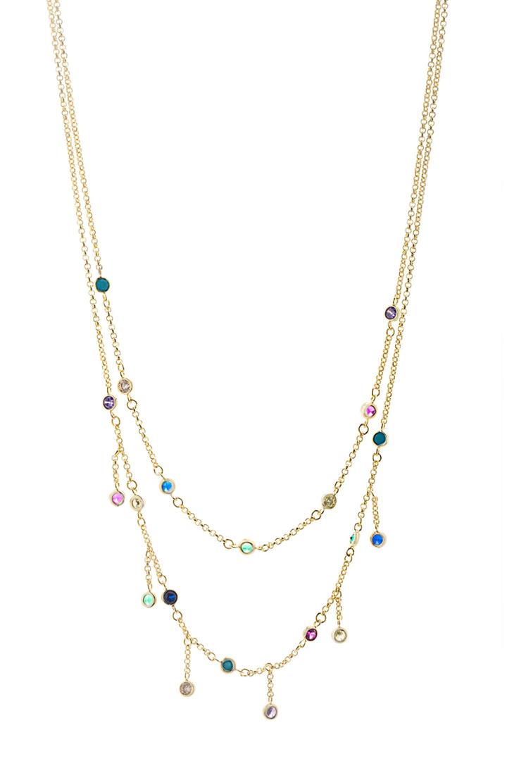 Women's Lesa Michele Cubic Zirconia Bezel Station Necklace