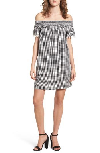 Women's Love, Fire Off The Shoulder Gingham Dress - Black