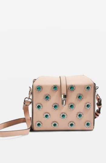 Topshop Bertie Embellished Boxy Crossbody Bag - Pink