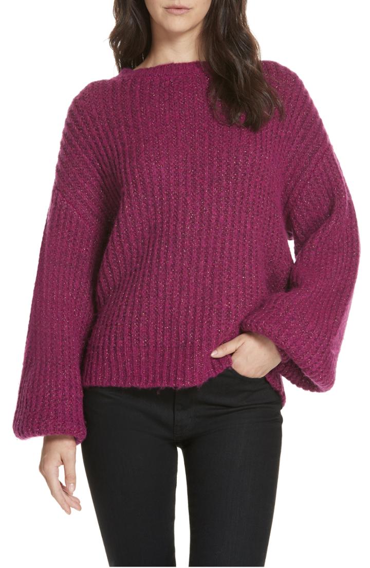 Women's Theory Back Belt Open Cashmere Cardigan, Size - Grey