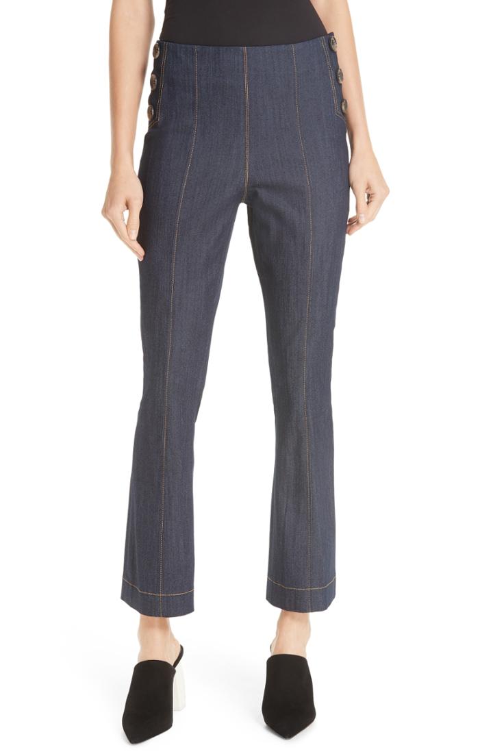 Women's Cinq A Sept Chantal Side Button Crop Flare Pants