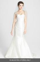 Women's Amsale 'lenox' Beaded Illusion Strap Silk Blend Trumpet Dress, Size In Store Only - Ivory