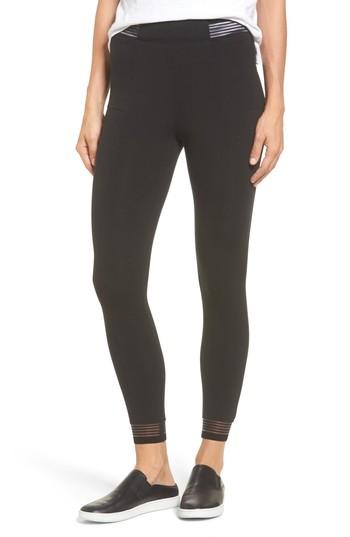 Women's Yummie Stripe Ankle Leggings - Black