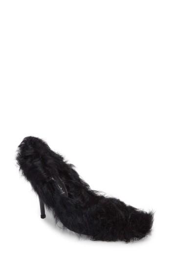 Women's Jeffrey Campbell Ikon Genuine Shearling Pump M - Black
