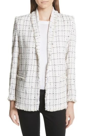 Women's Iro Quanto Windowpane Tweed Blazer Us / 34 Fr - Black