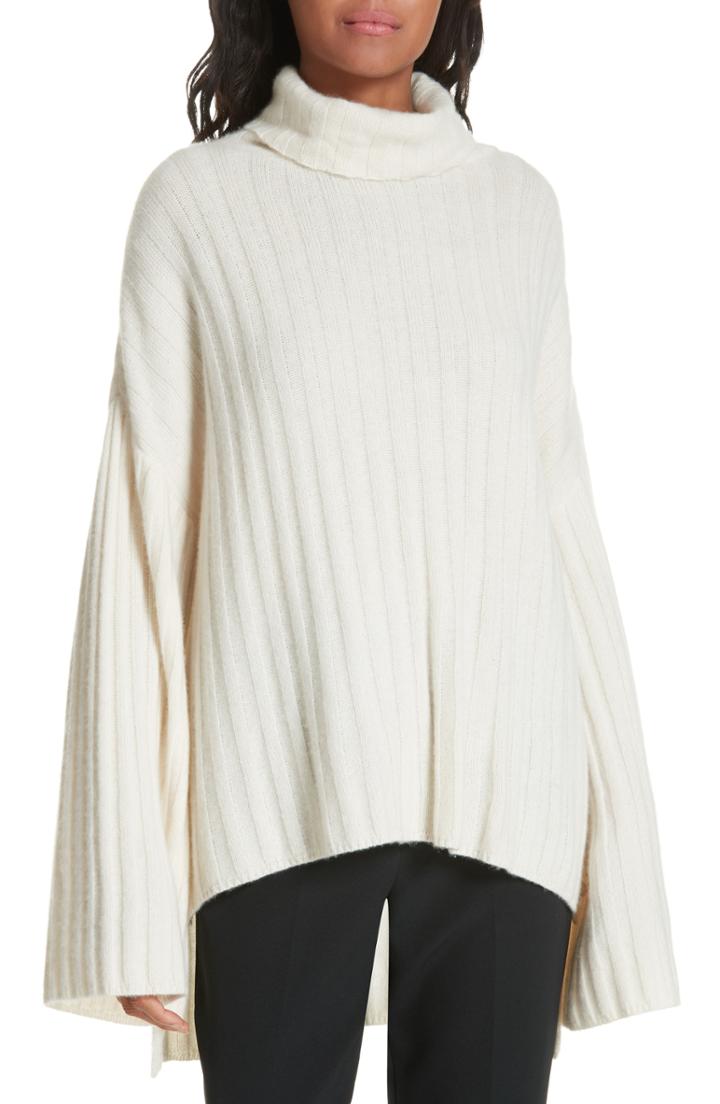 Women's Milly Rib Knit Cashmere Oversize Sweater - White
