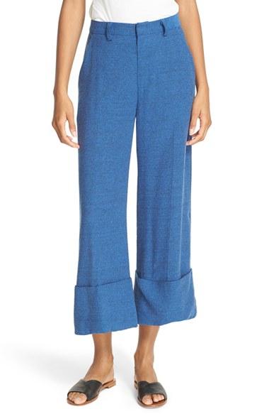 Women's Sea Cuffed Silk & Cotton Tweed Pants