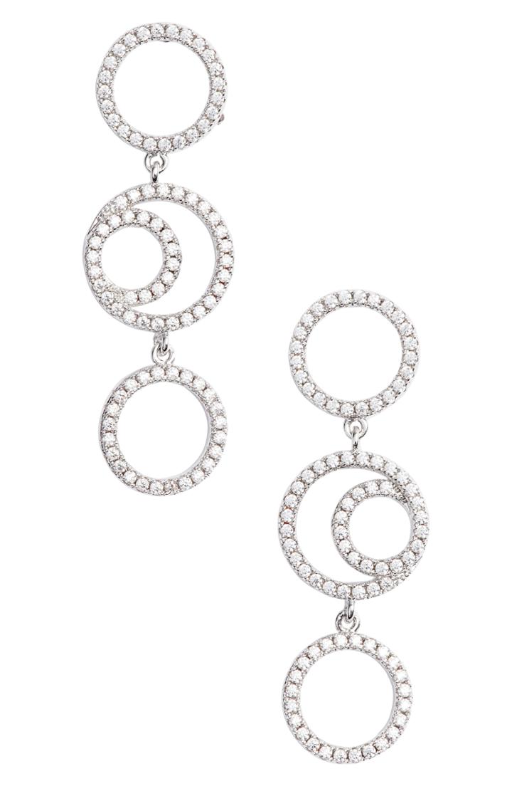 Women's Nordstrom Triple Circular Cubic Zirconia Drop Earrings