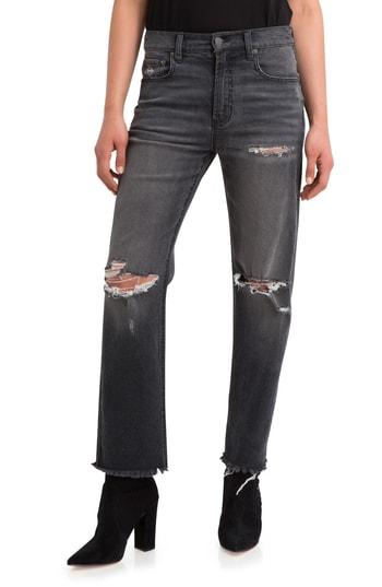 Women's Jordache Heather Ripped Straight Leg Jeans - Black