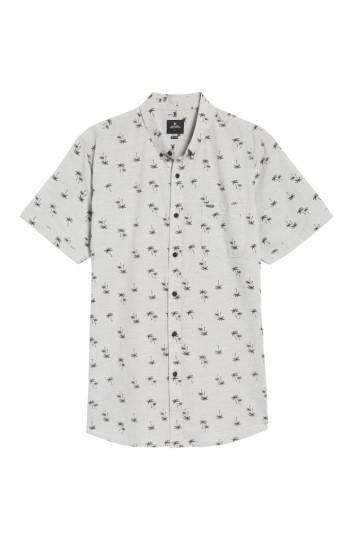Men's Rip Curl Palm Tree Print Woven Shirt - Grey