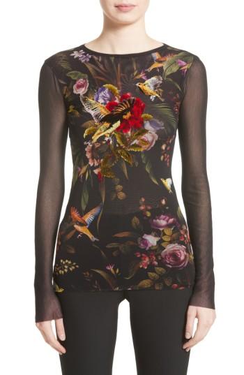 Women's Fuzzi Embroidered Tulle Top
