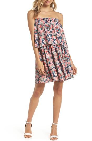 Women's Mary & Mabel Print Strapless Popover Dress - Blue