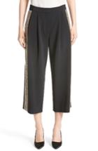 Women's Adam Lippes Embellished Wide Leg Crop Pants - Black