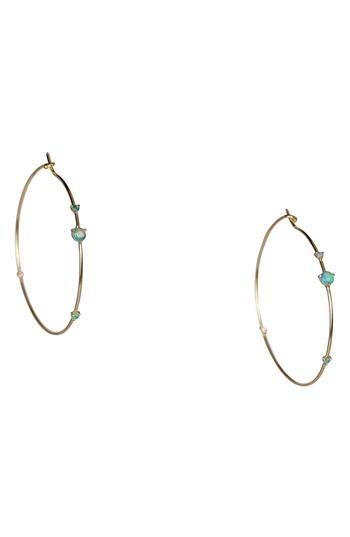 Women's Wwake Four-step Opal & Diamond Hoop Earrings